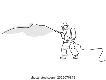 Firefighter continuous one line drawing. Safety and protection concept. Vector illustration minimalist background.