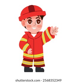 firefighter cute boy isolated design