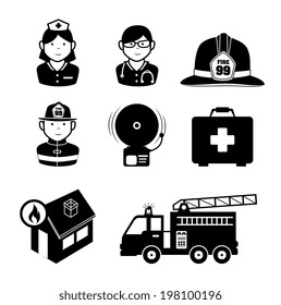 Firefighter design over white background, vector illustration