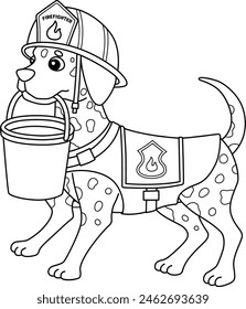Firefighter Dog Isolated Coloring Page for Kids