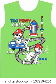 firefighter dogs design t-shirt print