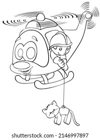 Firefighter Element Coloring Page Cartoon Style Stock Vector (Royalty ...