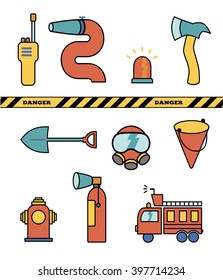 Firefighter Elements Set Collection Vector Illustration Stock Vector ...