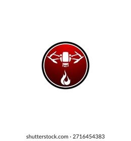 Feuerwehr-Emblem mit Drohne darunter, einfaches modernes Logo-Design	