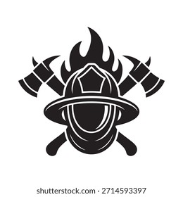 Feuerwehremblem mit Helmachsen und Flammen ein Symbol der Tapferkeit