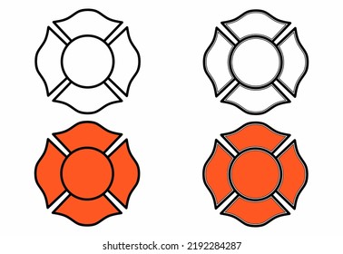 firefighter emblem icon set isolated on white background