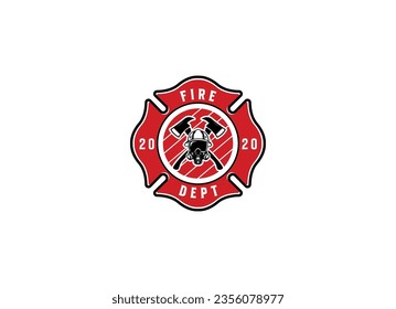 Firefighter emblem logo design. in a classic concept