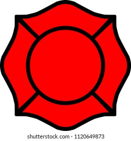 Firefighter Emblem St Florian Maltese Cross Black Outline