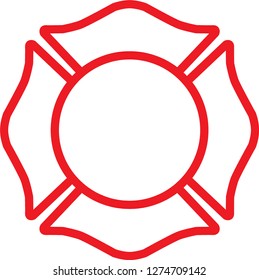 Firefighter Emblem St Florian Maltese Cross White with Red Outline