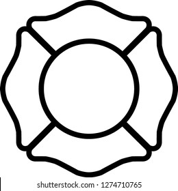 Firefighter Emblem St Florian Maltese Cross White with Black Outline