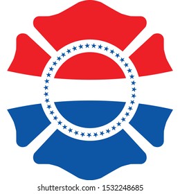 Firefighter Emblem St Florian Maltese Cross Red White and Blue with Stars