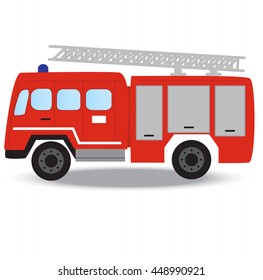 Firefighter emergency red flat fire truck with ladder
