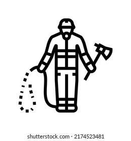 firefighter emergency worker line icon vector. firefighter emergency worker sign. isolated contour symbol black illustration