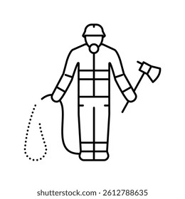 firefighter emergency worker line icon vector. firefighter emergency worker sign. isolated contour symbol black illustration