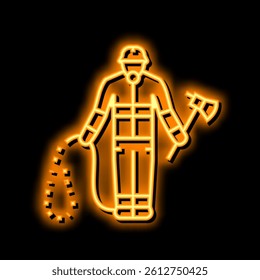 firefighter emergency worker neon light sign vector. firefighter emergency worker illustration