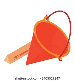 Firefighter equipment icon isometric vector. Red fire bucket near postal package. Firefighter tool, emergency