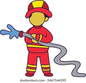 Firefighter Equipment Isolated on White Background. Vector Illustration in Cartoon Design and Shapes.