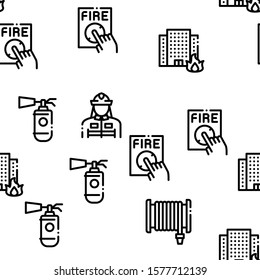 Firefighter Equipment Seamless Pattern Vector Thin Line. Illustrations