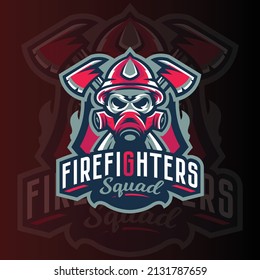Vector del logotipo del juego de deportes electrónicos para bomberos. Logo de juegos. diseño del logo deportivo de mascota. Logo de ilustración vectorial de mascota animal de juegos. mascota, diseño Emblem para el equipo de deportes. Ilustración del vector