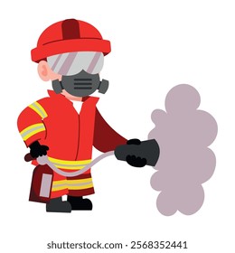 firefighter with extinguisher isolated design