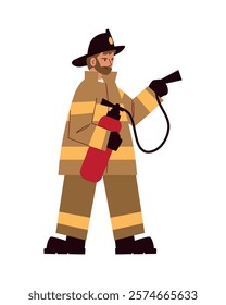 firefighter with extinguisher isolated design