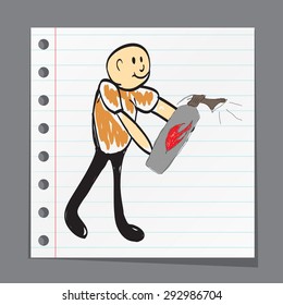 firefighter extinguishes fire illustration