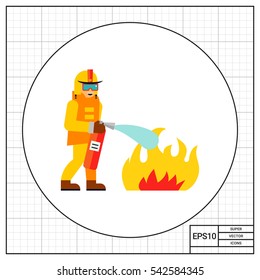 Firefighter Extinguishing Fire Icon