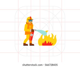 Firefighter Extinguishing Fire Icon