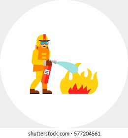 Firefighter Extinguishing Fire Icon