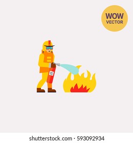 Firefighter Extinguishing Fire Icon