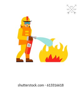 Firefighter Extinguishing Fire Icon