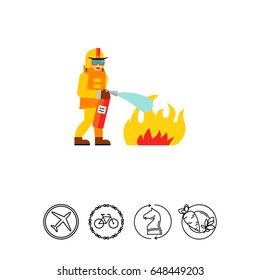 Firefighter Extinguishing Fire Icon