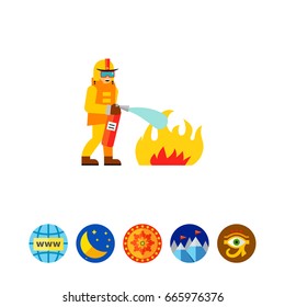 Firefighter Extinguishing Fire Icon