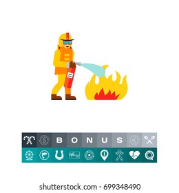 Firefighter Extinguishing Fire Icon