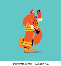 firefighter with face mask and uniform vector illustration design