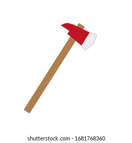 firefighter fire ax on white background