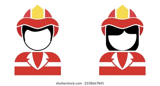 firefighter or fire department icon profile in two gender for job profession vector