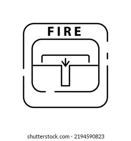 Firefighter and Fire department line icon. Included the icons as fire, fireman, burn, emergency, hydrant, alarm and more. Fire alarm button