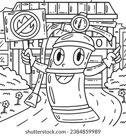 Firefighter Fire Extinguisher Coloring Page