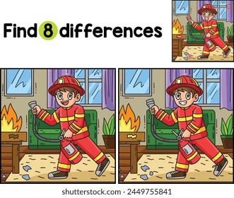 Firefighter Fire Extinguisher Find The Differences