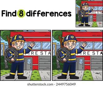 Firefighter with Fire Hose Find The Differences