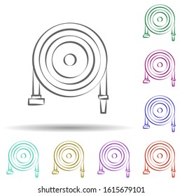 Firefighter, fire hose in multi color style icon. Simple thin line, outline vector of firefighter icons for ui and ux, website or mobile application