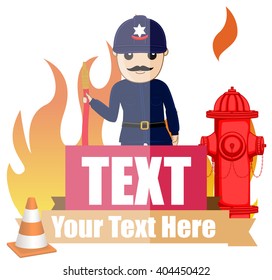 Firefighter with Fire Hose Vector Illustration