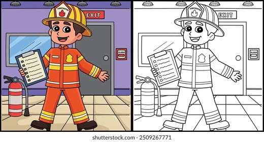 Firefighter Fire Safety Checklist Illustration