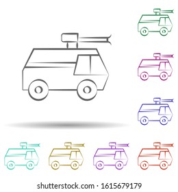 Firefighter, fire truck in multi color style icon. Simple thin line, outline vector of firefighter icons for ui and ux, website or mobile application
