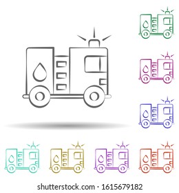Firefighter, fire truck in multi color style icon. Simple thin line, outline vector of firefighter icons for ui and ux, website or mobile application