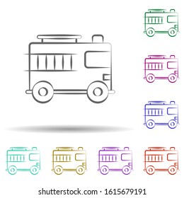 Firefighter, fire truck in multi color style icon. Simple thin line, outline vector of firefighter icons for ui and ux, website or mobile application