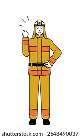 Firefighter in fire uniform posing with guts, Vector Illustration