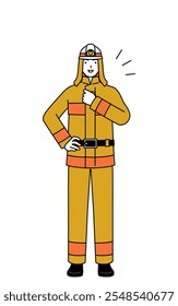 Firefighter in fire uniform tapping his chest, Vector Illustration