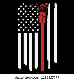 Firefighter fireman antique USA flag t-shirt design